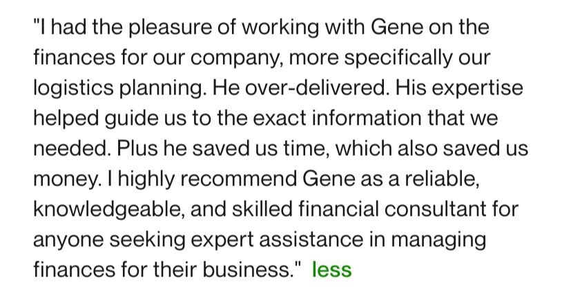 Client feedback about financial and operational clarity